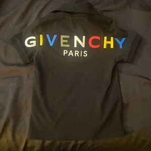 Givenchy Black Polo with Multicolor Logo (Blue, Yellow, Red, Gray, White)